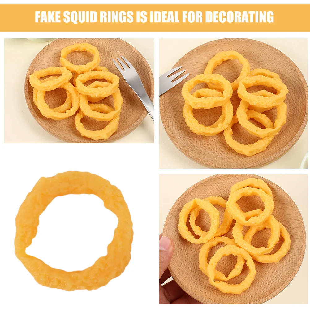 14 Pcs Fake Food Simulated Squid Rings Photo Prop Model Lifelike Realistic Orange Bride