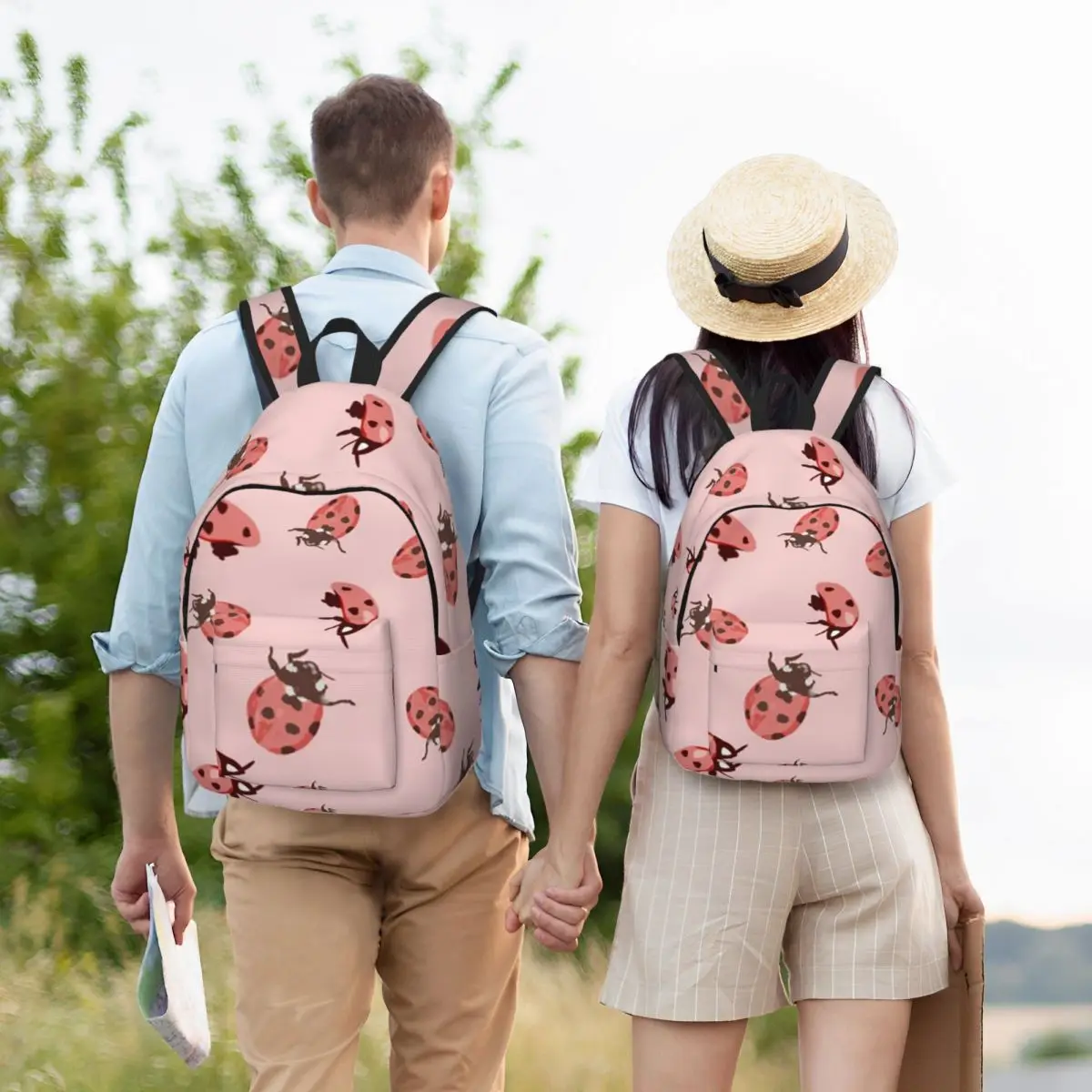 Cute Ladybug Pattern Whimsical Insect Backpack Hot Sale Daypack Large Capacity BookBag School Bag Shoulder Bags for Men Women