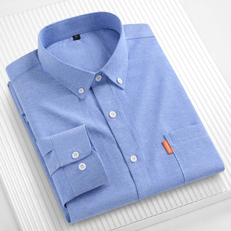 100% القطن الخالص الرجال قميص رسمي للأعمال بلون طويل الأكمام الشباب فستان اجتماعي غير رسمي قميص منتظم صالح لينة رجل الملابس 5XL
