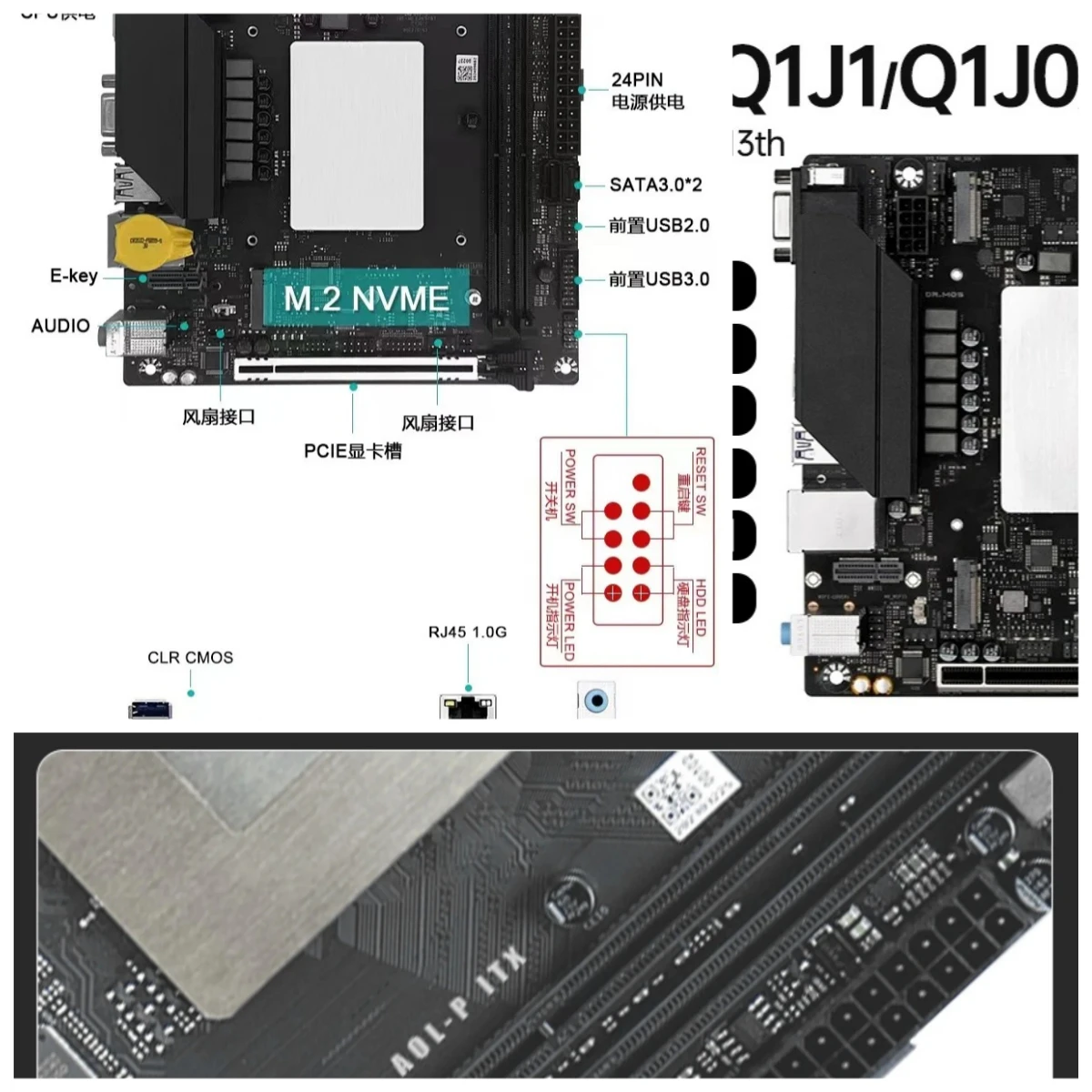Q1HY Onboard CPU Motherboard Kit, 13th Gen 13900/12700H DDR4 Mainboard for Gaming & Office