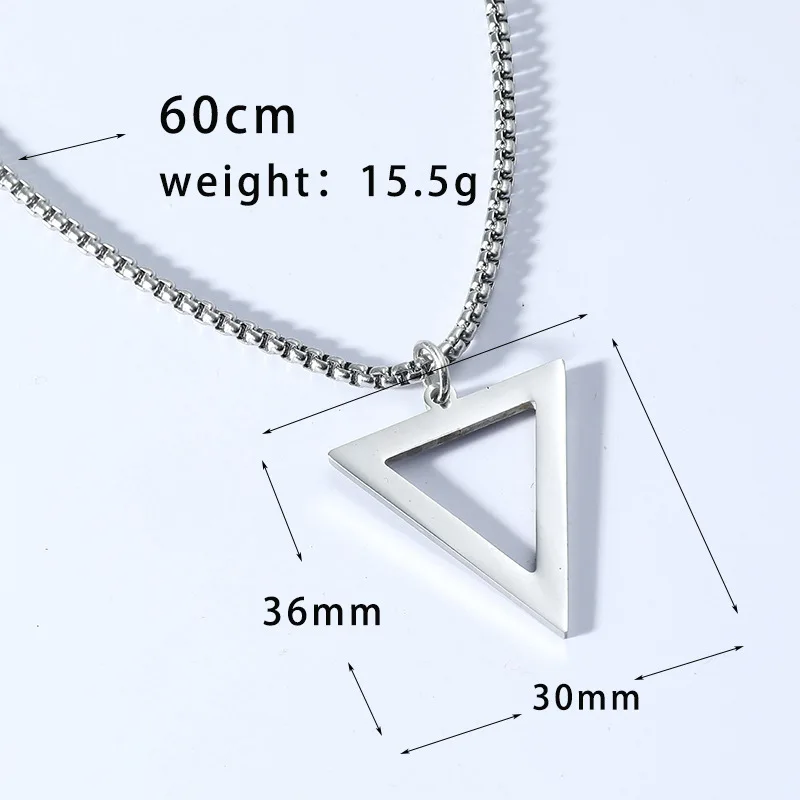 HNSP Stainless Steel Inverted Triangle Pendant Chain Necklace For Men Cool Simple Jewelry Accessories