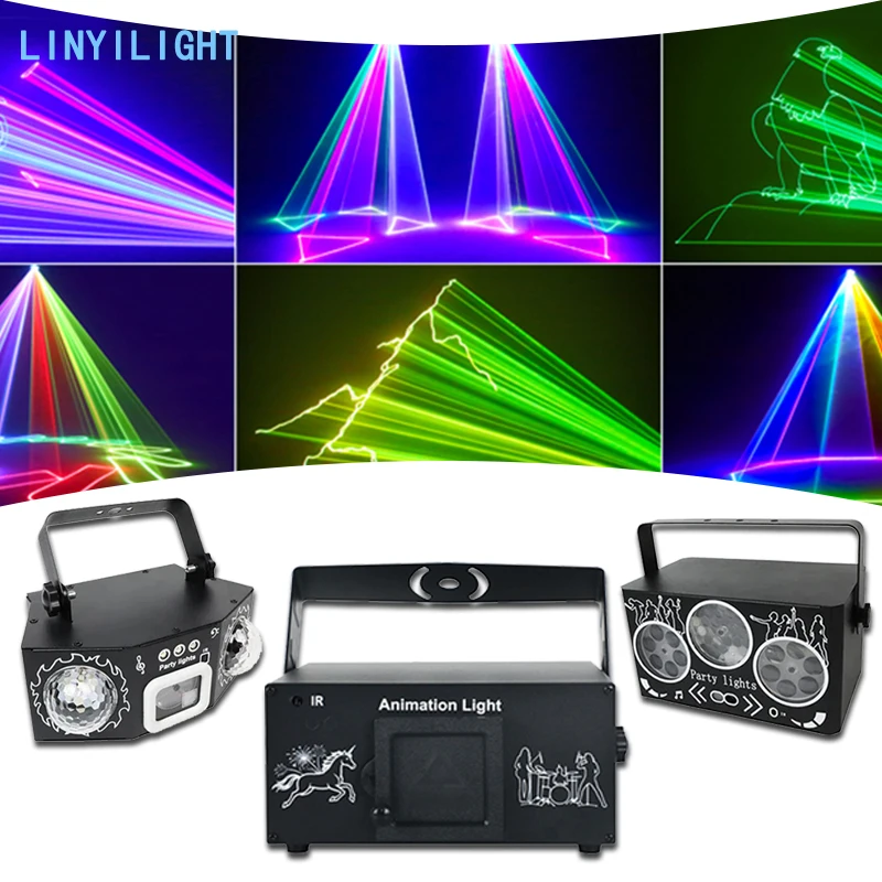 EU Plug DJ Disco Laser Projection Party Lights Stage Disco Light APP/DMX Control Pattern Projector for Halloween Party Christmas