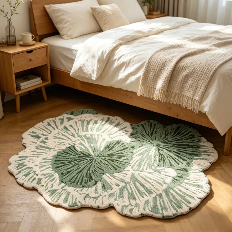 Art Style Carpets for Living Room Light Luxury Bedroom Decor Carpet Fluffy Soft Irregular Shape Bedside Rug Home Plush Floor Mat