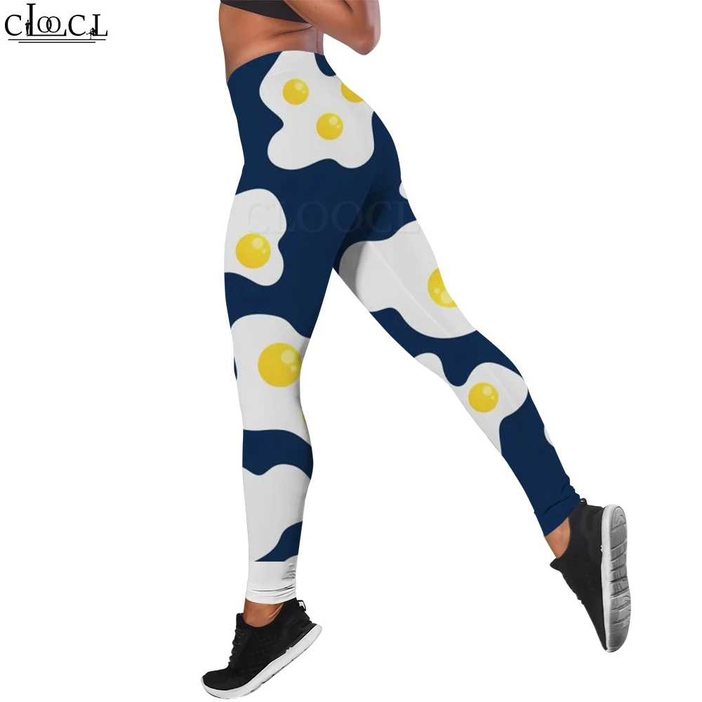 Cloocl moda notícias calças de treino feminino sem costura legging comic ovo impressão legins calças roupas