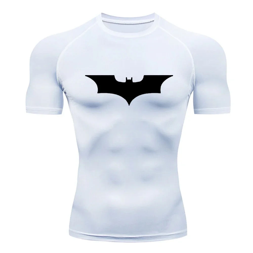 Bat Printed Men\'s Tight T-Shirt Running Compression Compression T Shirt Gym Fitness Jogging Short Sleeve Male Casual Shirt Tops