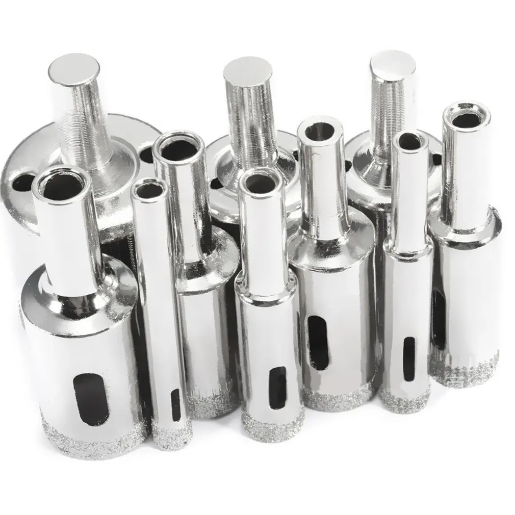 

10pcs Diamond Coated Drill Bit Set Tile Marble Glass Ceramic Hole Saw Drilling Bits For Power Tools 3mm-50mm