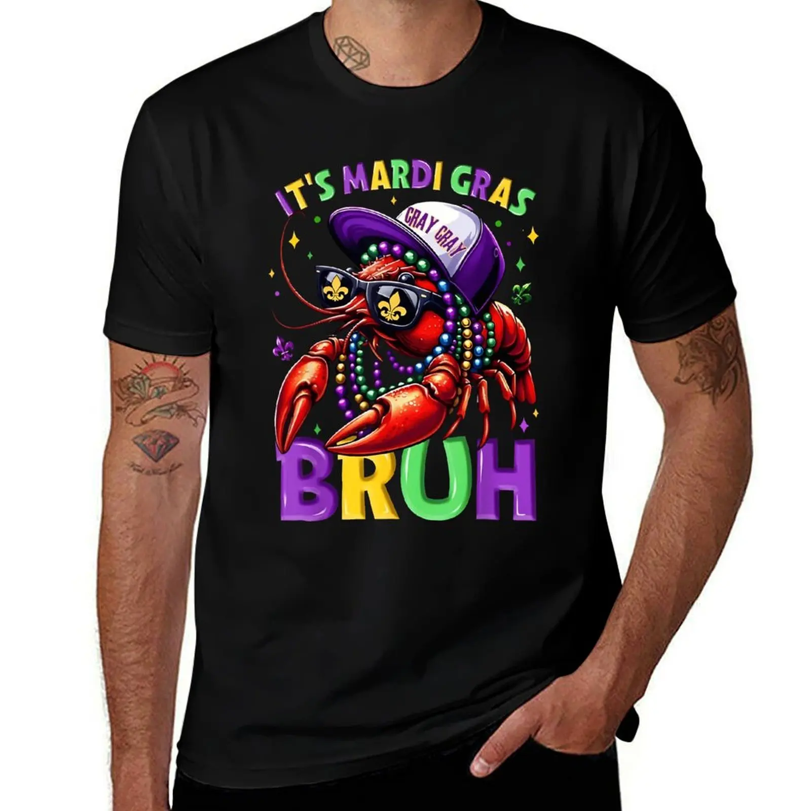 تي شيرت Mardi Gras Crab Party برقبة دائرية، تي شيرت جديد للسفر، مقاس الولايات المتحدة الأمريكية المضحك