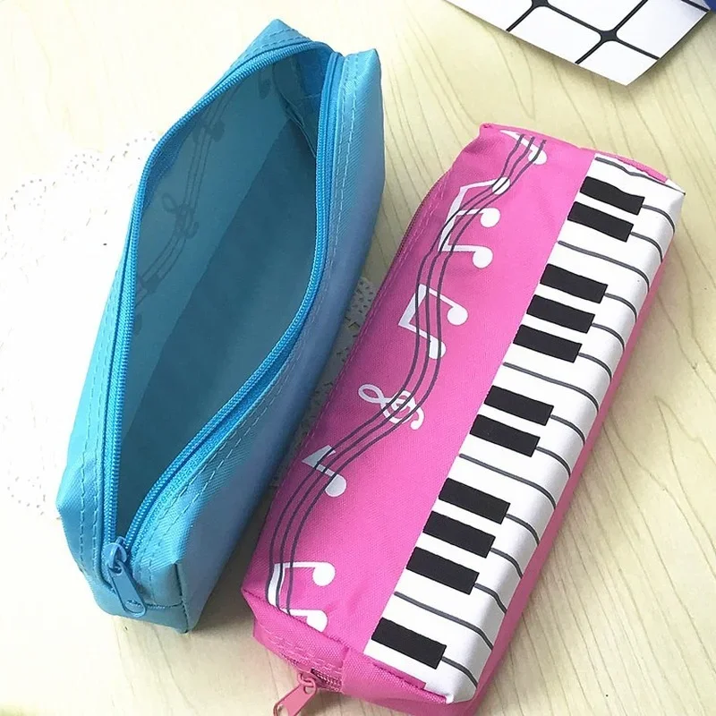 Fashionable Music Theme Pencil Bags Piano Keyboard Pattern Pencil Bags Student Stationery Storage Bag