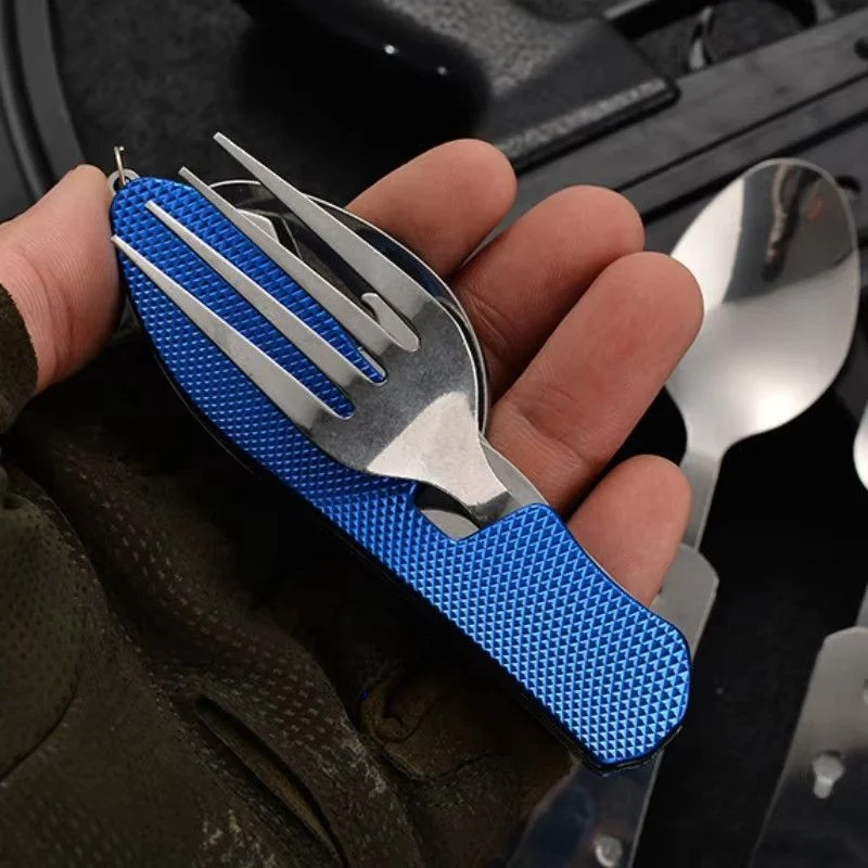 1 قطعة مجموعة أدوات المائدة التخييم قابلة للطي متعددة الوظائف المحمولة والانفصال مناسبة للرياضة في الهواء الطلق التخييم نزهة السفر