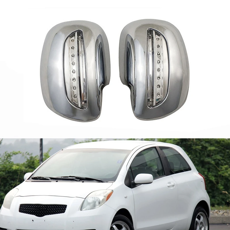 Car Reversing Mirror Shell With LED Turn Signal Lights Rearview Mirror Cover For Toyota Corolla Yaris 2008-2011