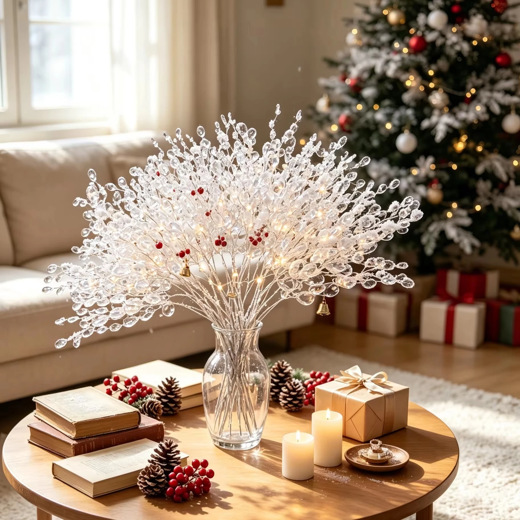 15/30 Pcs Artificial Crystal Acrylic Water Droplet Handmade Christmas Tree Fillers Accessory Home Table Garden Party Decorations
