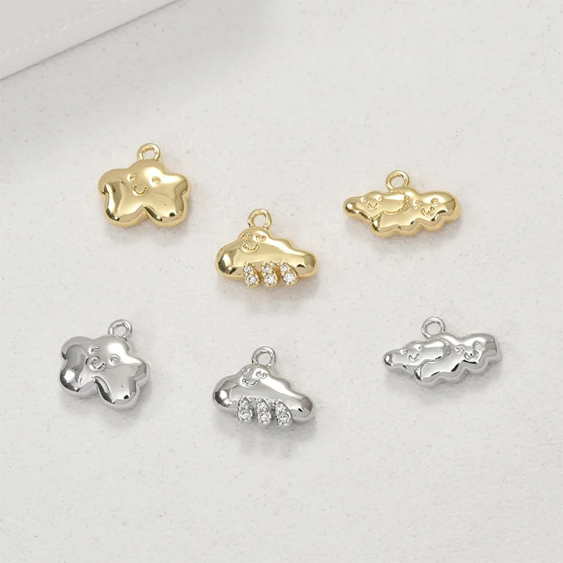 

Медный кулон-подвеска в форме капли/облака с цирконами, покрытый 14-каратным золотом, для браслетов, ожерелий, серег, аксессуары для рукоделия