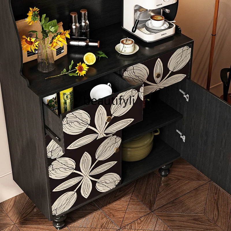 French retro side cabinet, storage integrated bar cabinet, coffee cabinet, multi-functional island