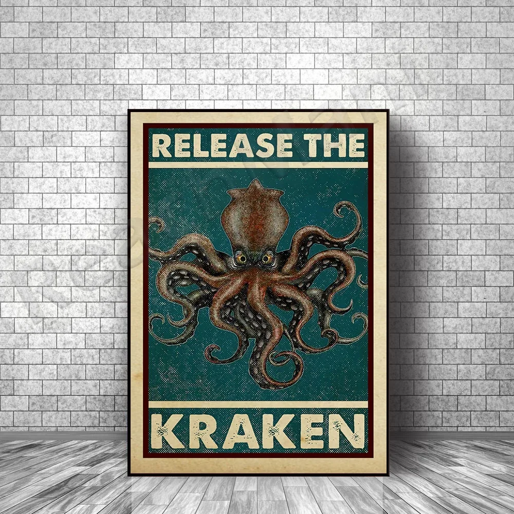 Post Kraken Frameless Poster, Most Iconic Quote Poster, Home Decor Canvas Print Image