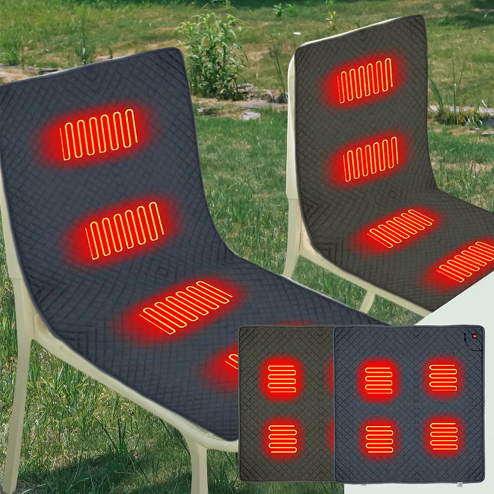 1PCS Smart Rechargeable 5V Heated Seat Pad Outdoor Heating Pad Foldable 3-Speed Adjustment Four-Zone Heated-Cushion Tool