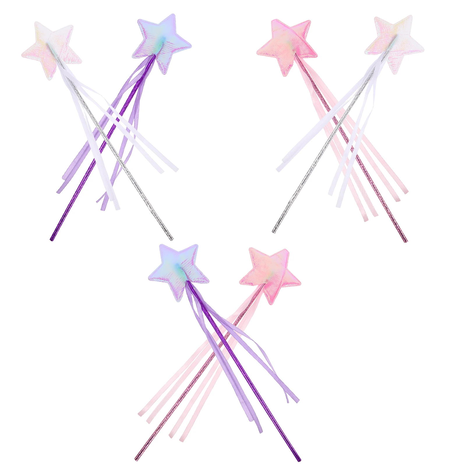 

6pcs Pentagram Fairy Wand Princess Party Favors Birthday Accessories Stick Girls Wands Dress Props Costume Performance Toy Star