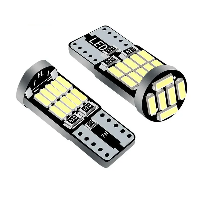 100PCS T10 W5W LED Bulbs CANBUS Car Interior Dome Door Glove box Trunk License Plate Lights 12V 4014-26MSD 6500K White ice blue
