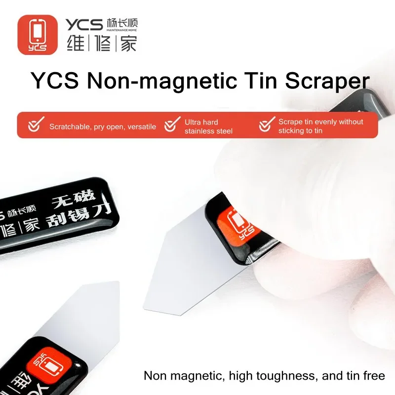 

YCS Non-magnetic Stainless Steel Tin Scraping Knife for IP Mobile Phone Repair Tools Solder Paste Mixing Pry Opening Spudger