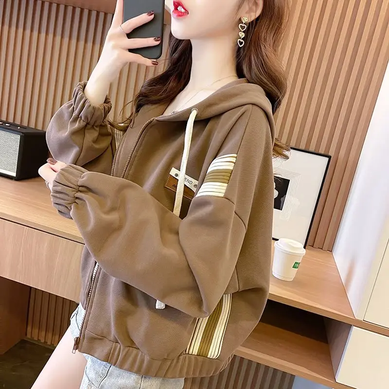 New Short Hoodie Jacket Women's Hooded Zipper Cardigan Versatile Top Trendy