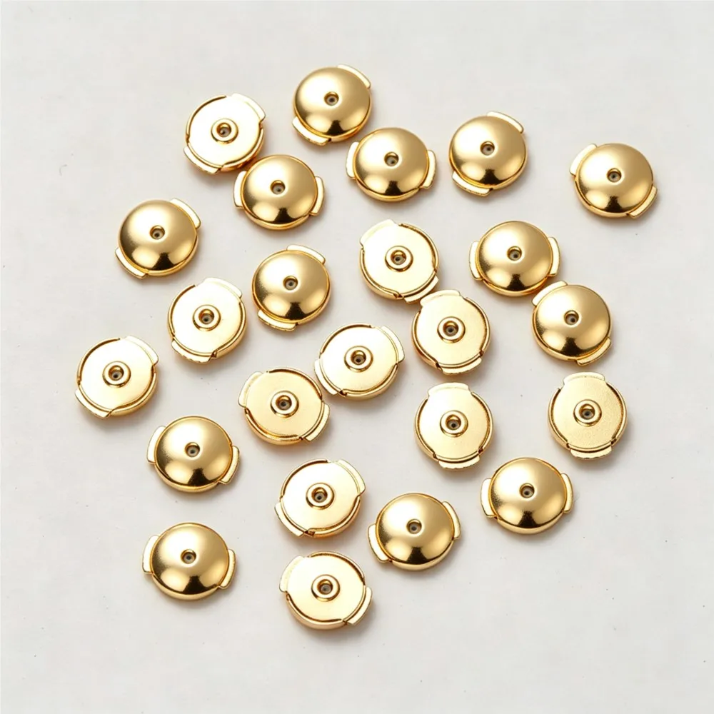 4Pcs 8Pcs 18K Gold Color Brass Round Stud Earring Back Stopper Replacements Accessories For DIY Women Jewelry Making Supplies
