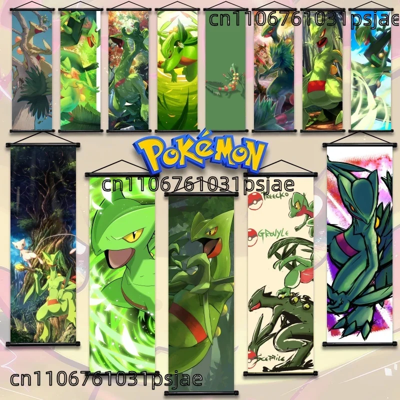شعبية البوكيمون Sceptile Grovyle التمرير الفن القماش الجدار الشنق المشارك شخصيات كرتونية ديكور المشجعين جمع هدايا الطلاب