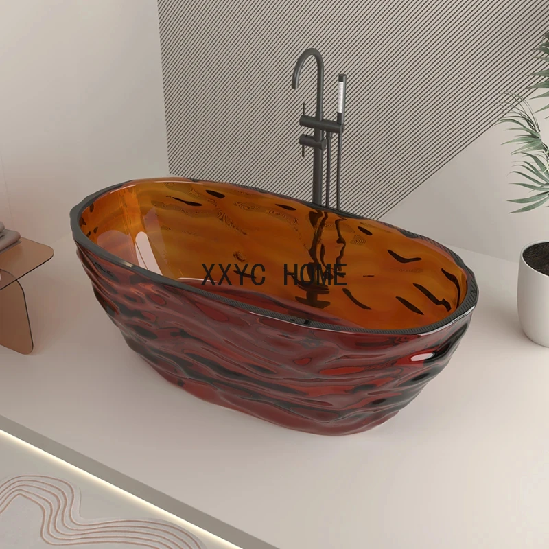 Water Ripple Crystal Bathtub Transparent Color Resin Art Bathtub Independent Bathtub