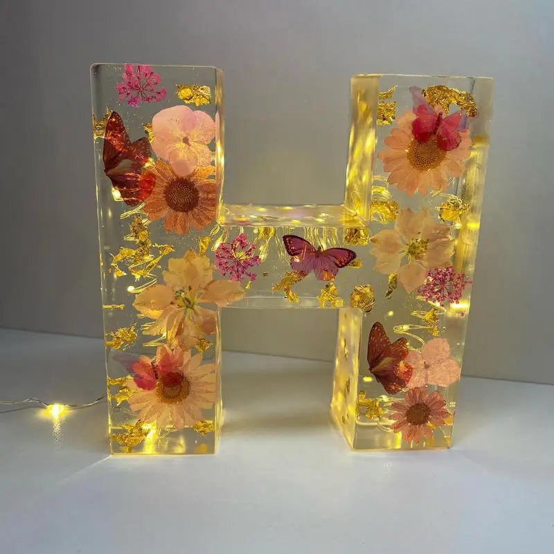 Bloemen Letter Nachtlampjes Decoratieve Beginletter Led Bloemenverlichting Creatieve Tafel Licht Nachtlamp Gloeiende Decoratie Voor