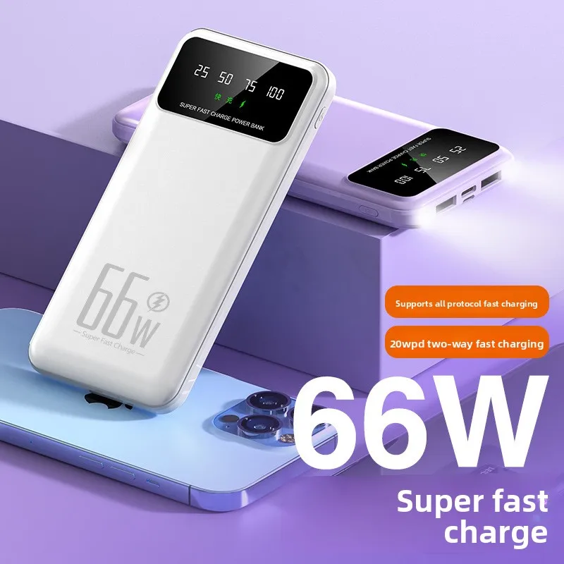 20000mAh Capacity 66W Super Fast Charging Digital Display Power Bank Cross Border Exclusive