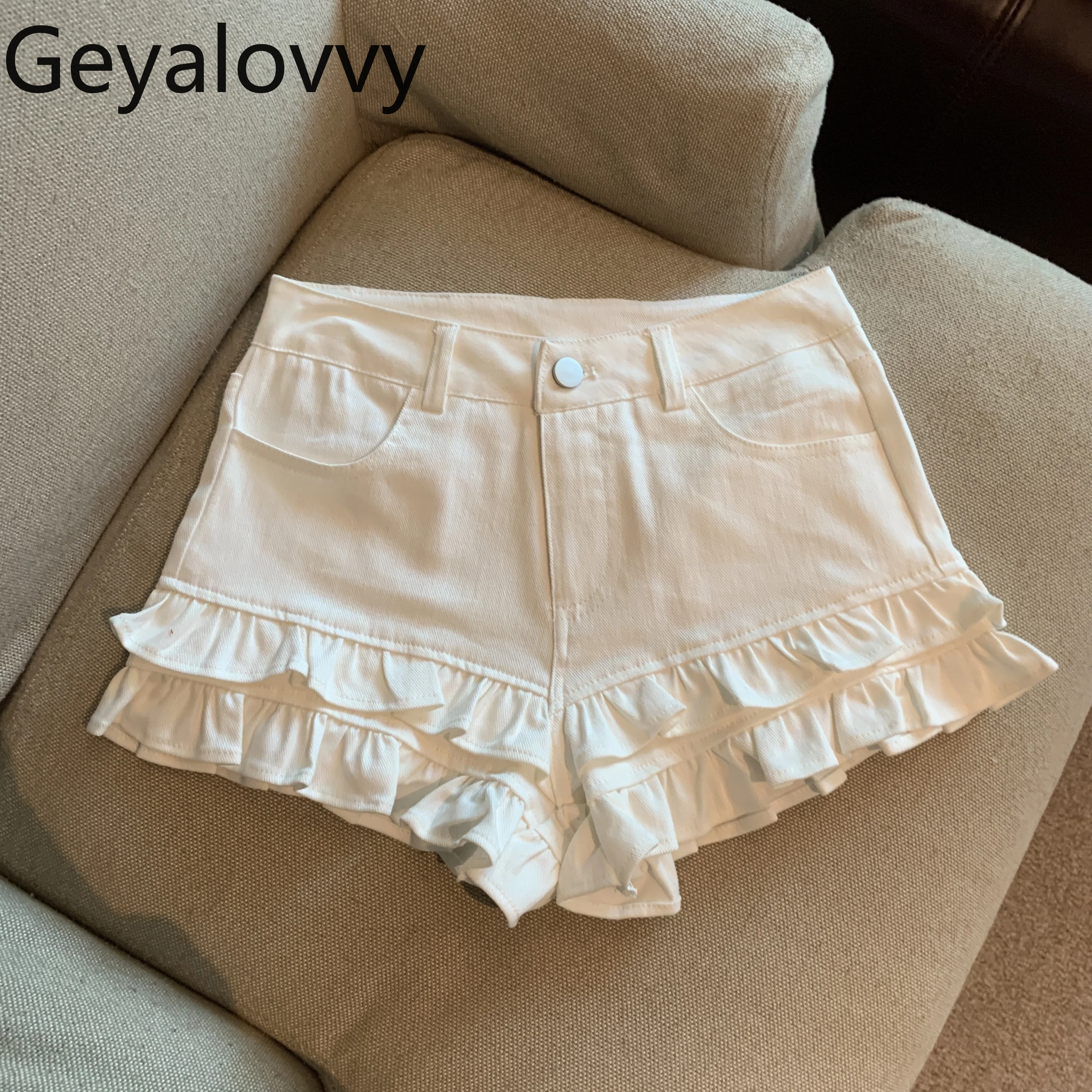 الحلو التوابل مزدوجة الدانتيل منخفضة الخصر الدنيم السراويل بلون ألف خط قصيرة السراويل الساخنة المرأة الصيف ضئيلة نحيل السراويل تنورة