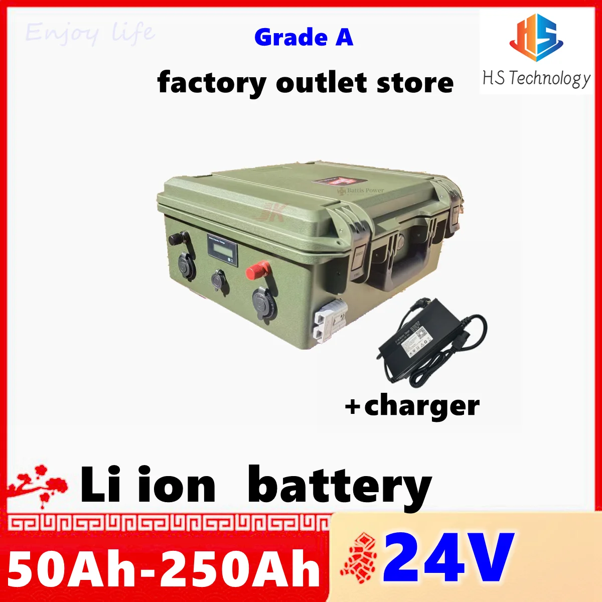 

24V 50Ah 80Ah 100Ah 120Ah 150Ah 200Ah 220Ah 250Ah Waterproof Lithium Li-ion Battery for RVTrolling Motor Solar System Marine