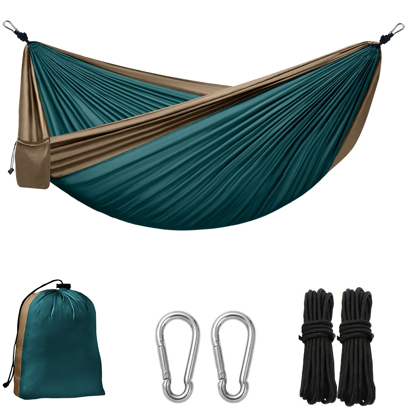 Single Person Portable Outdoor Camping Hammock Color Matching Hammock High Strength Fabric Hanging Bed