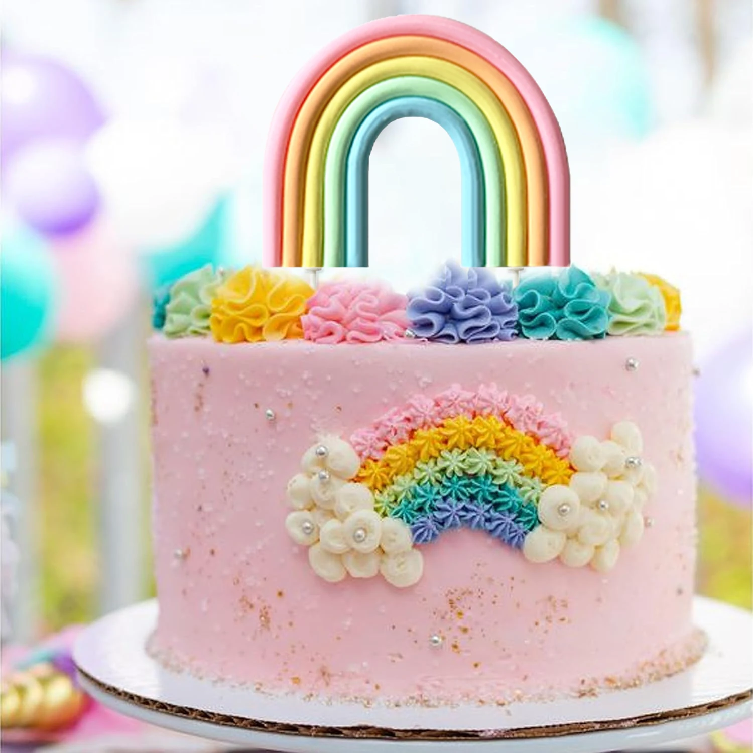 Regenbogen-Kuchendekorationen – bunter Regenbogen-Cupcake-Topper, personalisierter Tortenaufsatz für alles Gute zum Geburtstag – Detail 18