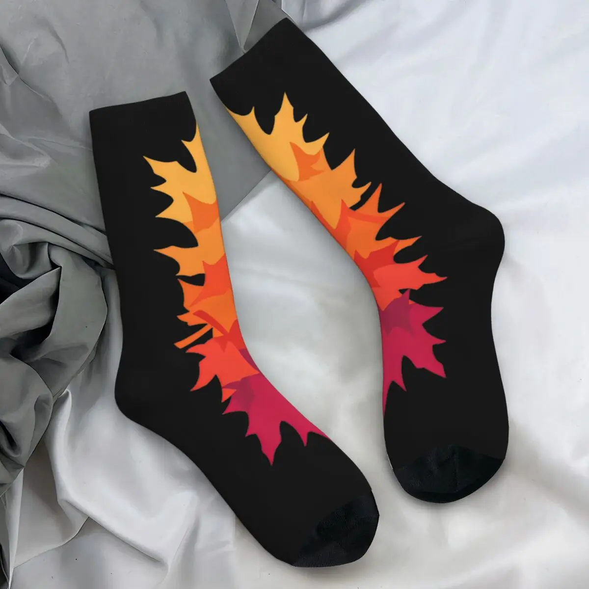 Maple Leaves Socks Autumn Funny Stockings Women Men High Quality Outdoor Sports Socks Autumn Printed Anti Sweat Socks