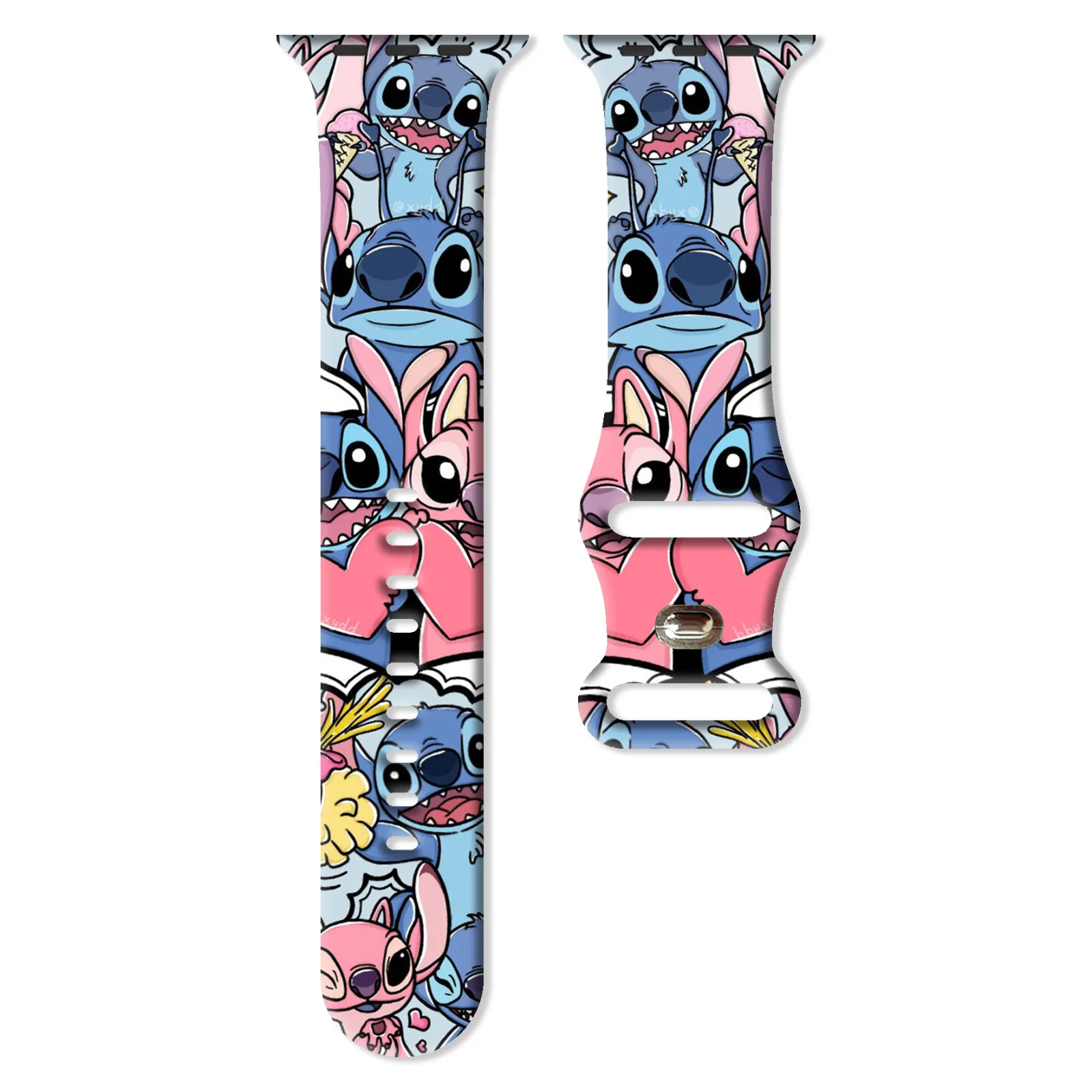 

Disney Cute Stitch Printed Strap for Apple Watch 11 10 9 8 SE Silicone Band Replaceable Watchband for iWatch 46mm 44mm 42mm 41mm