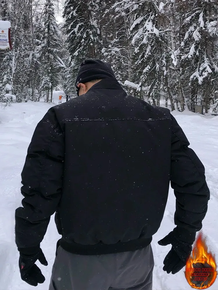 

American Sle Cotton Flight Jaet Men's Winter Stand Collar Tee-Proof Outerwear ort Cotton Coat Casual Loose Fit