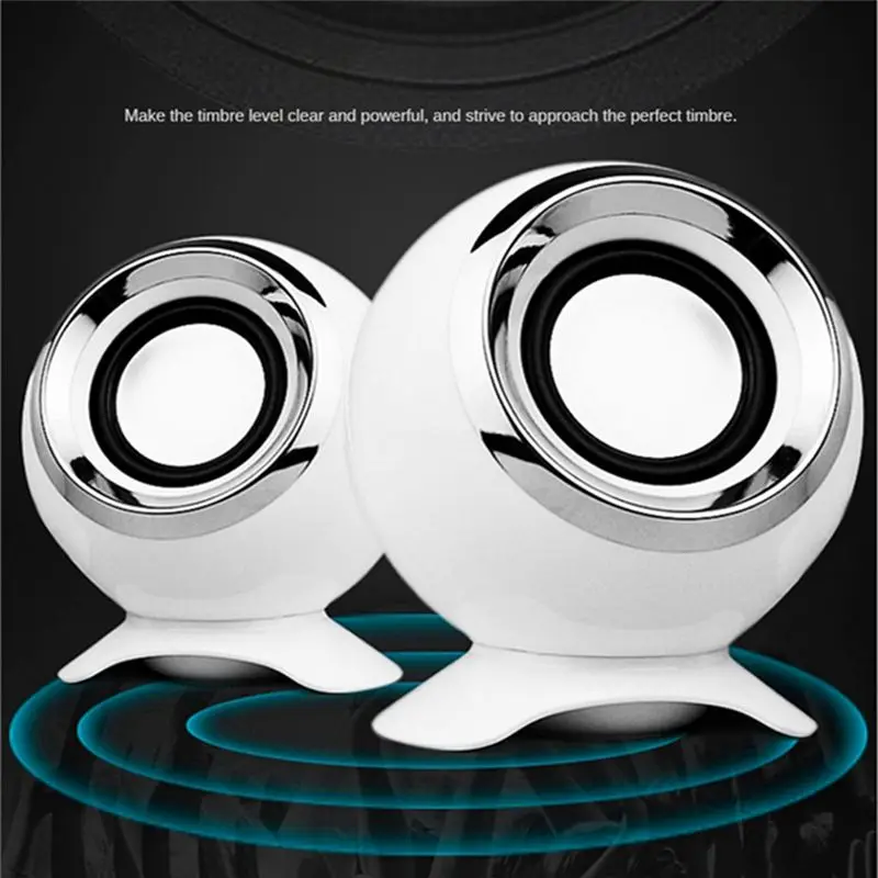 AS62 Computer Speakers for PC Laptop Speakers USB 3.5mm Wired Music Play HIFI Stereo with Microphone for TablePC Laptop,White