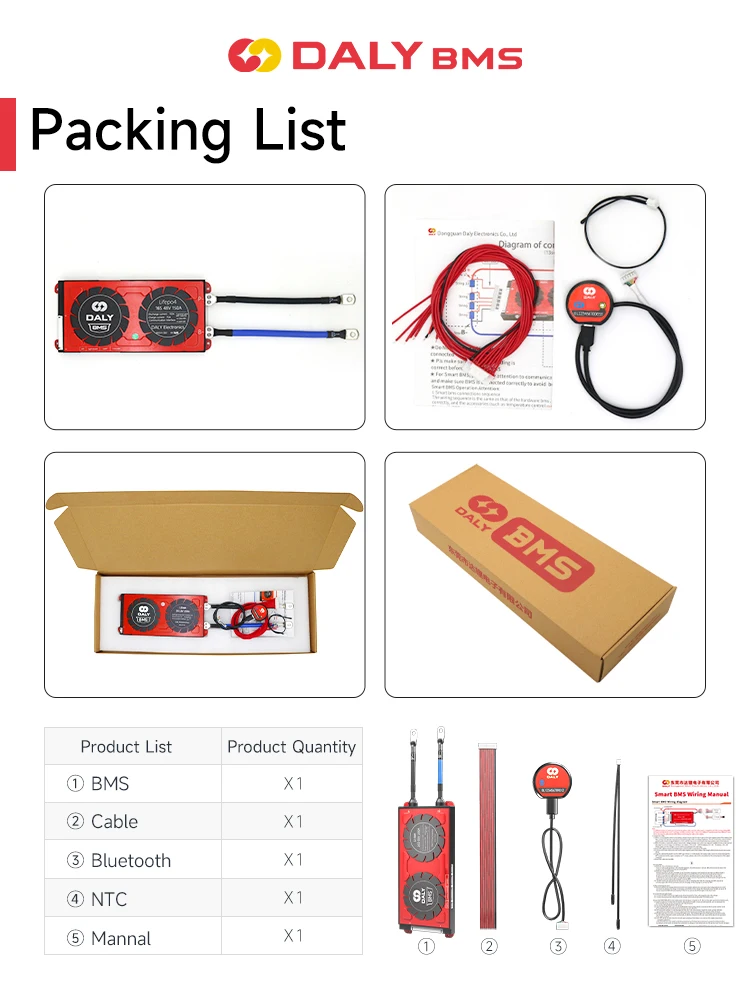 BMS LiFePO4 Li-ion 3s 4s 8s 13s 16s 12V 24v 36v 48v 100A 120A 150A 200A 250A 300A 500A LiFepo4 18650 daly smart BMS with CANBUS