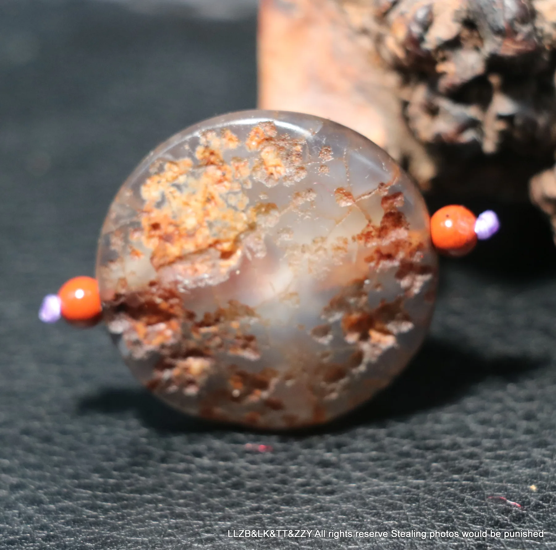 Treasure Magic Power Tibetan old Agate Dragon Eyed Coin Shape Goat Eyed dZi Bead Amulet Pendant Talisman Timestown UPD230205z434