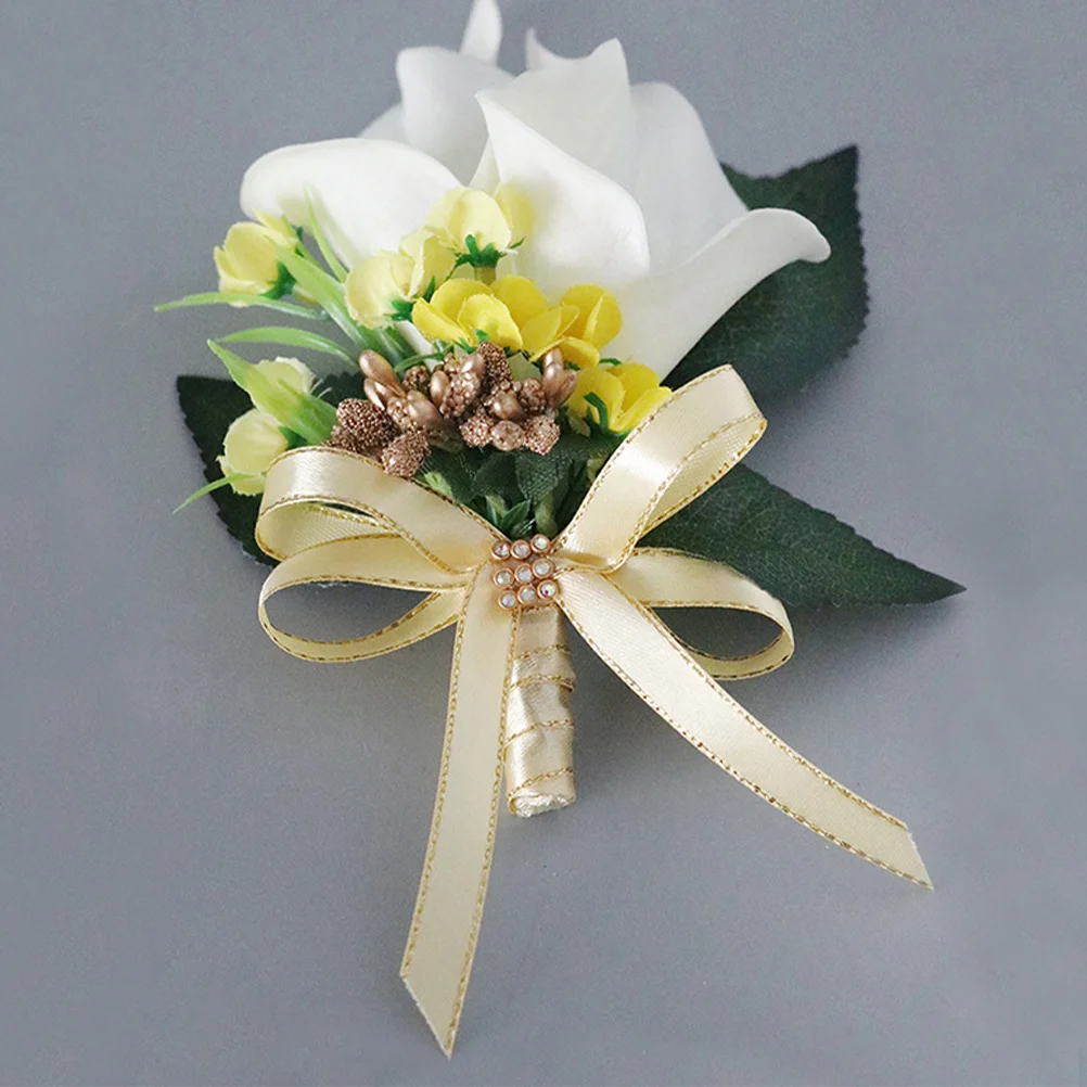 

Wedding Corsage Artificial Flower Boutonniere Elegant Plastic Brooch For Groom Best Man Fall Clothing Accessories Classic Color