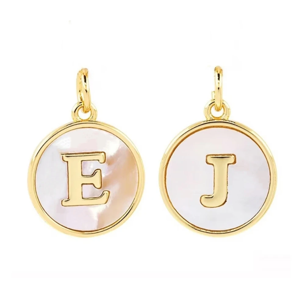 Luxury 26 Letters Necklace Pendant Charm Accessories Brass Inlaid Pearl Shell A~Z Alphabet DIY Personalized Name Initials Pendan