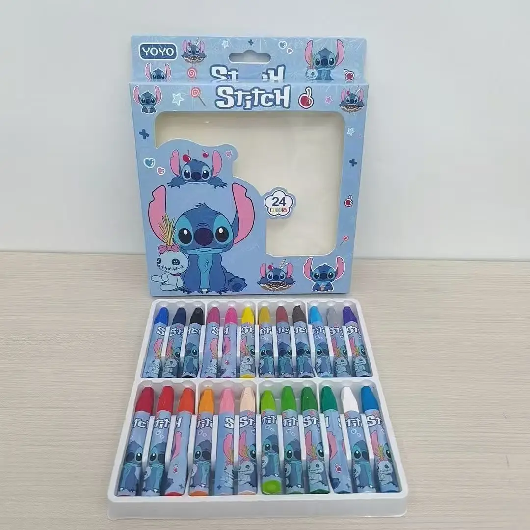 

12/24 pcs Stitch Crayons Kids Disney Anime Oil Pastel Student Art Colores Painting Pen Pastel Stationery Gift School Supplies