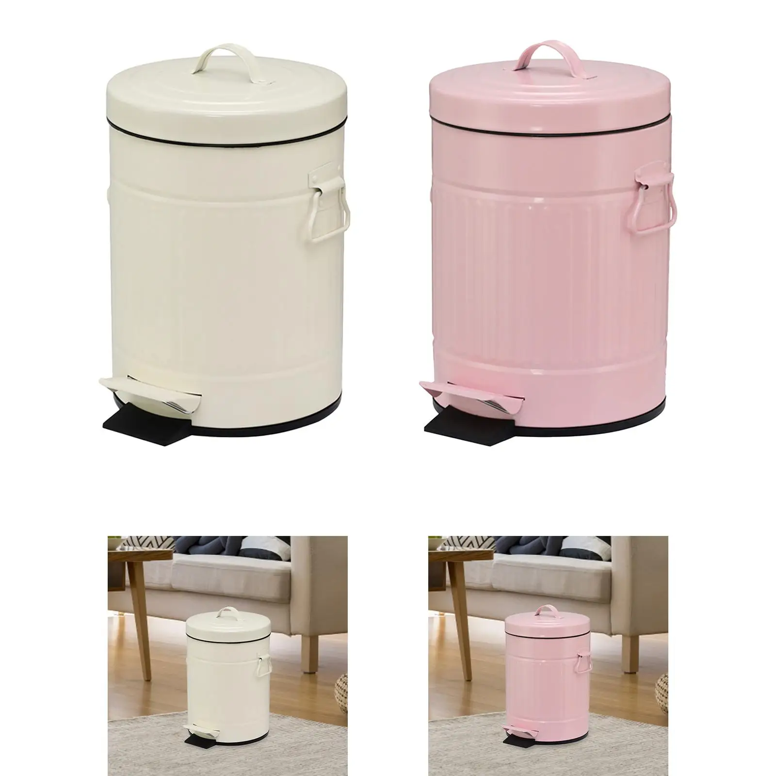 Step Trash Can Foot Pedal Garbage Bin Wastebasket Iron Elegant Quiet Close