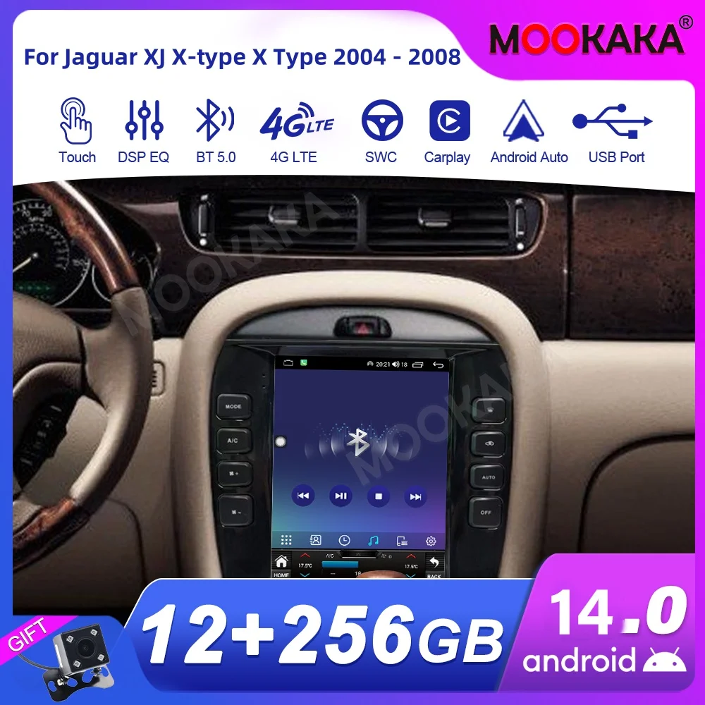 Para Jaguar XJ x-type X tipo 2004 - 2008 Radio de coche reproductor Multimedia inalámbrico Carplay Android Auto Autoradio estéreo GPS Navi Head