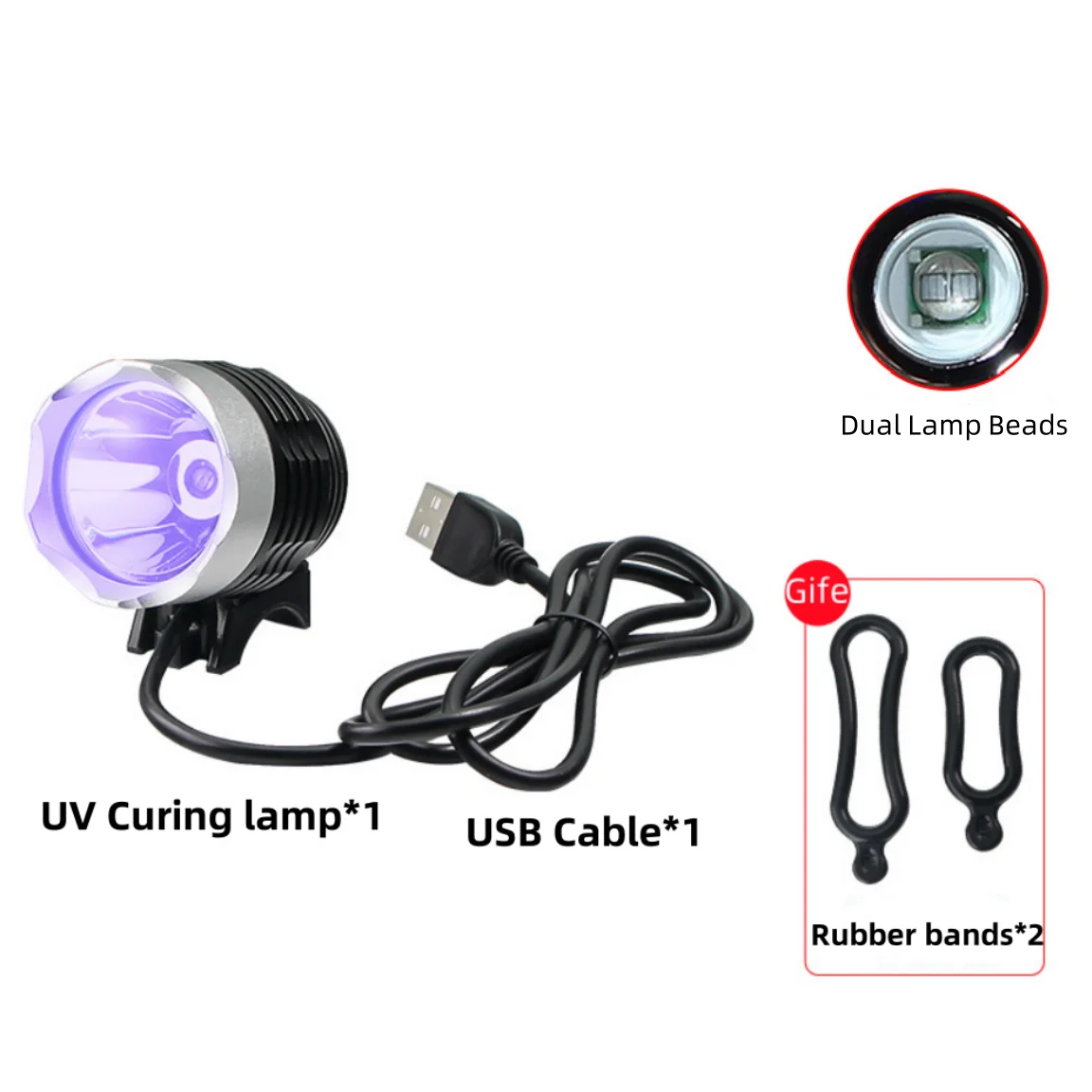 5V USB Ultra Violet Light Lamp UV Glue Curing LED Dual Beads Light for Mobile Phone Motherboard LCD Repair Green Oil Drying Tool