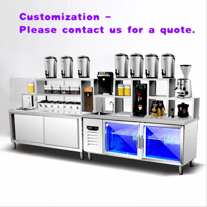 custom.Commercial Boba Worktable Stainless Steel Milk Tea Counter Bubble Tea Shop