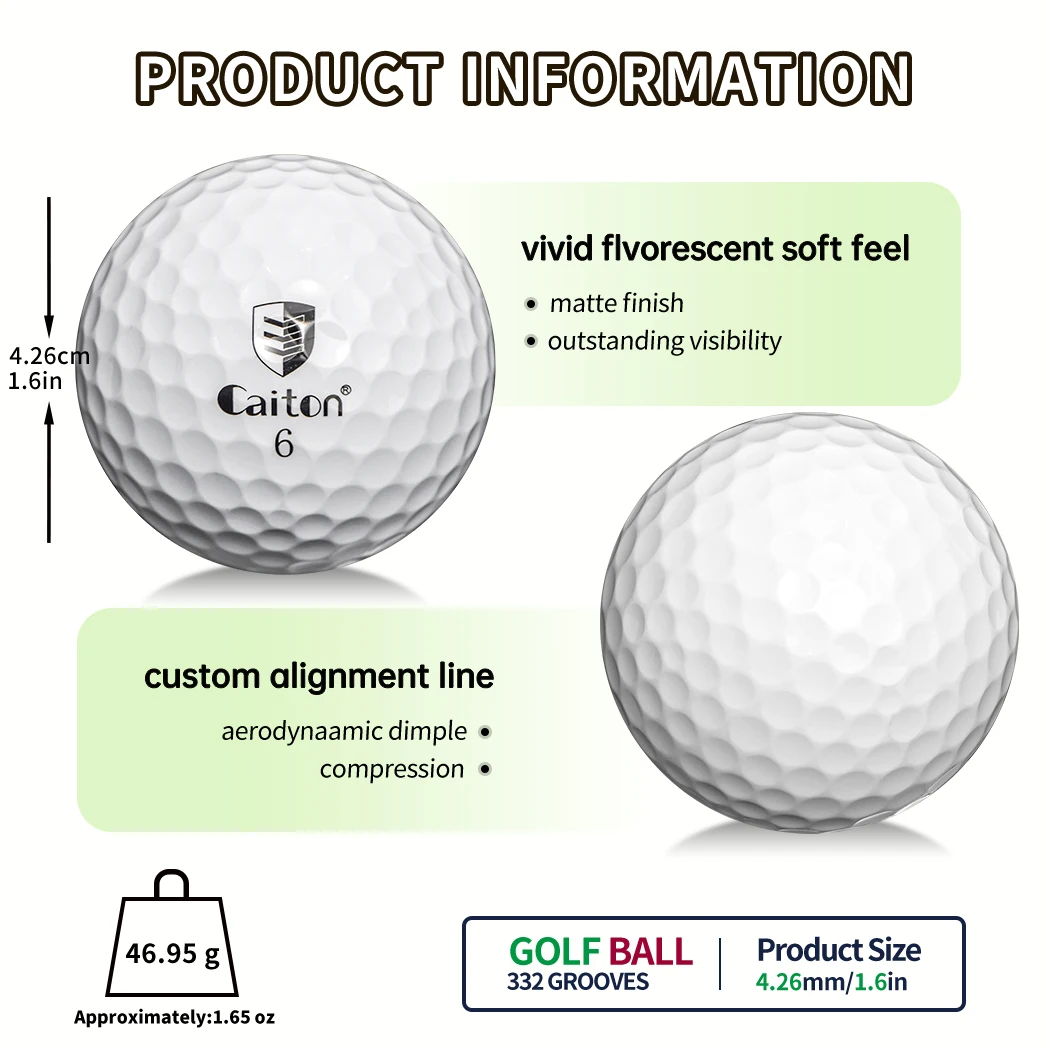 Caiton 100pcs 3-Layer Golf Balls - High Performance, Long Distance, Spin Control, Durable, High Accuracy - Training & All Levels