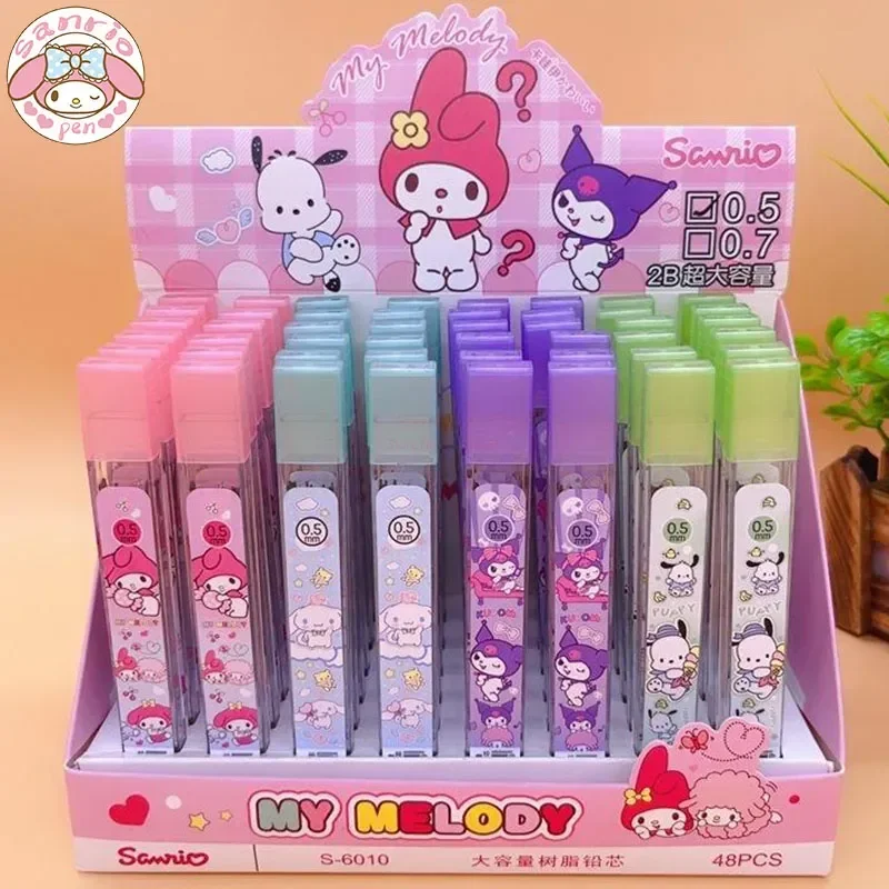 Sanrio Cartoon Mechanical Pencil Replace Lead 48pcs/box Propelling Pencils Refill Kawaii Melody Students Stationery Wholesale