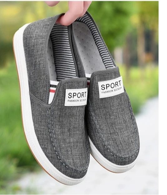 Herren-Slipper aus Canvas, atmungsaktives Obermaterial, leichte, rutschfeste Gummisohle, Sport-Label-Dekor, flache Freizeitschuhe für den täglichen Gebrauch. – Detail 13