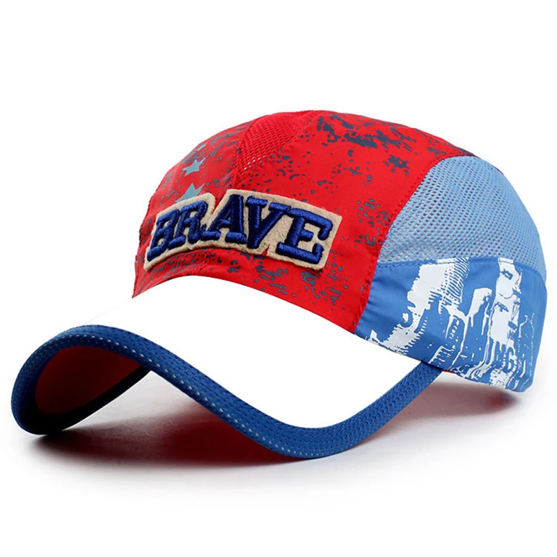 Boys Girls Outdoor Summer Quick Drying Baseball Caps New Patchwork Hollow Mesh Children Sunhat Sport Cycling Hats Sunscreen Cap
