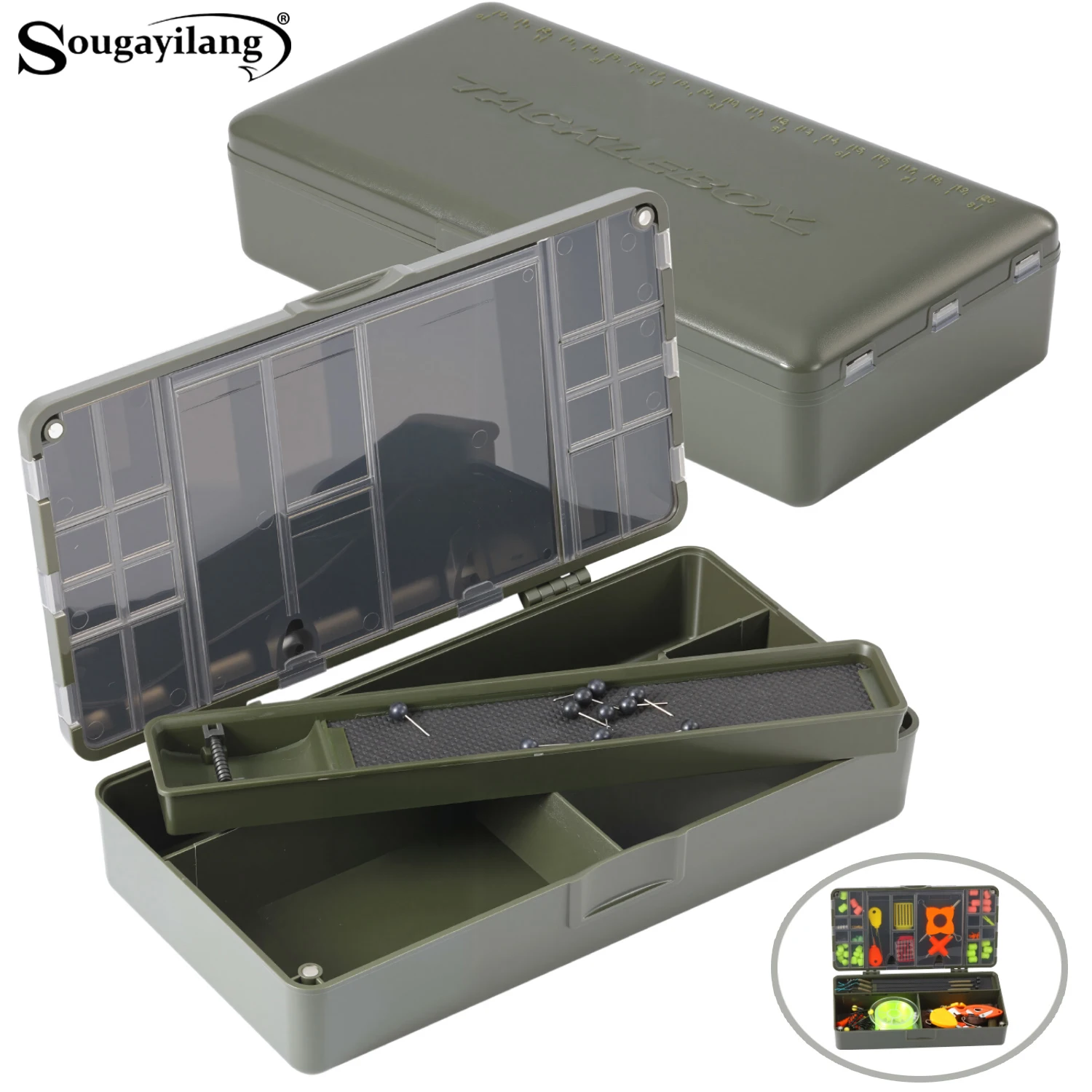 Sougayilang Accessory Storage Box Anti Drop ABS Material Double-Layer Partition Protecting Accessories from Loss
